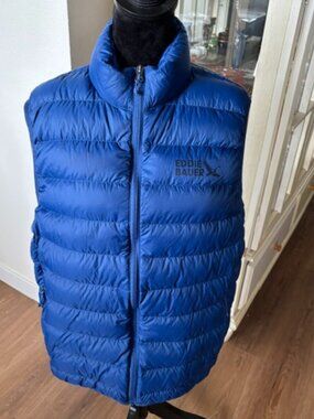 Eddie Bauer Mens Unisex Blue Lightweight Down 650 Puffer Vest EUC Med